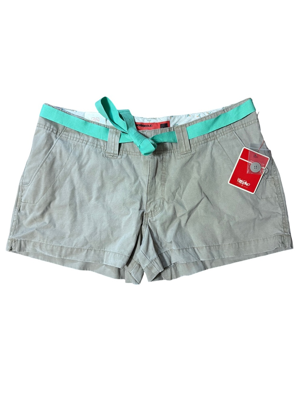 Mossimo Supply Co. Gray Cargo Shorts with Teal Waist Tie Size 15